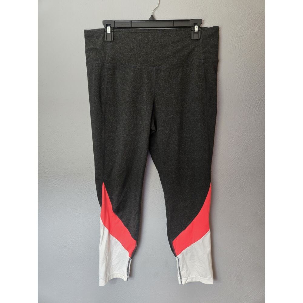 Tangerine Women's Size XL Athletic Leggings Color Block Capri Gray Orange White